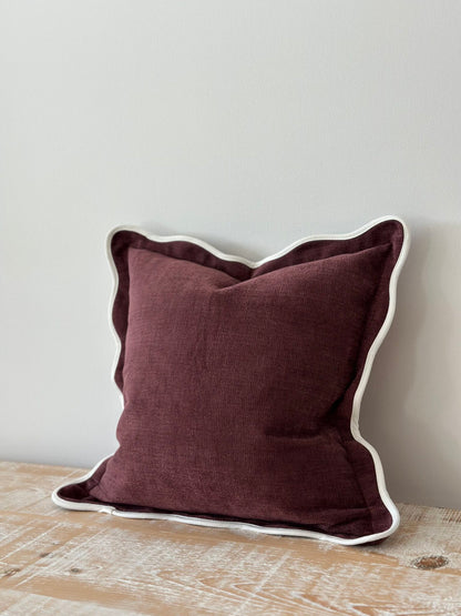 Plum Scallop Edged Cushion Cover