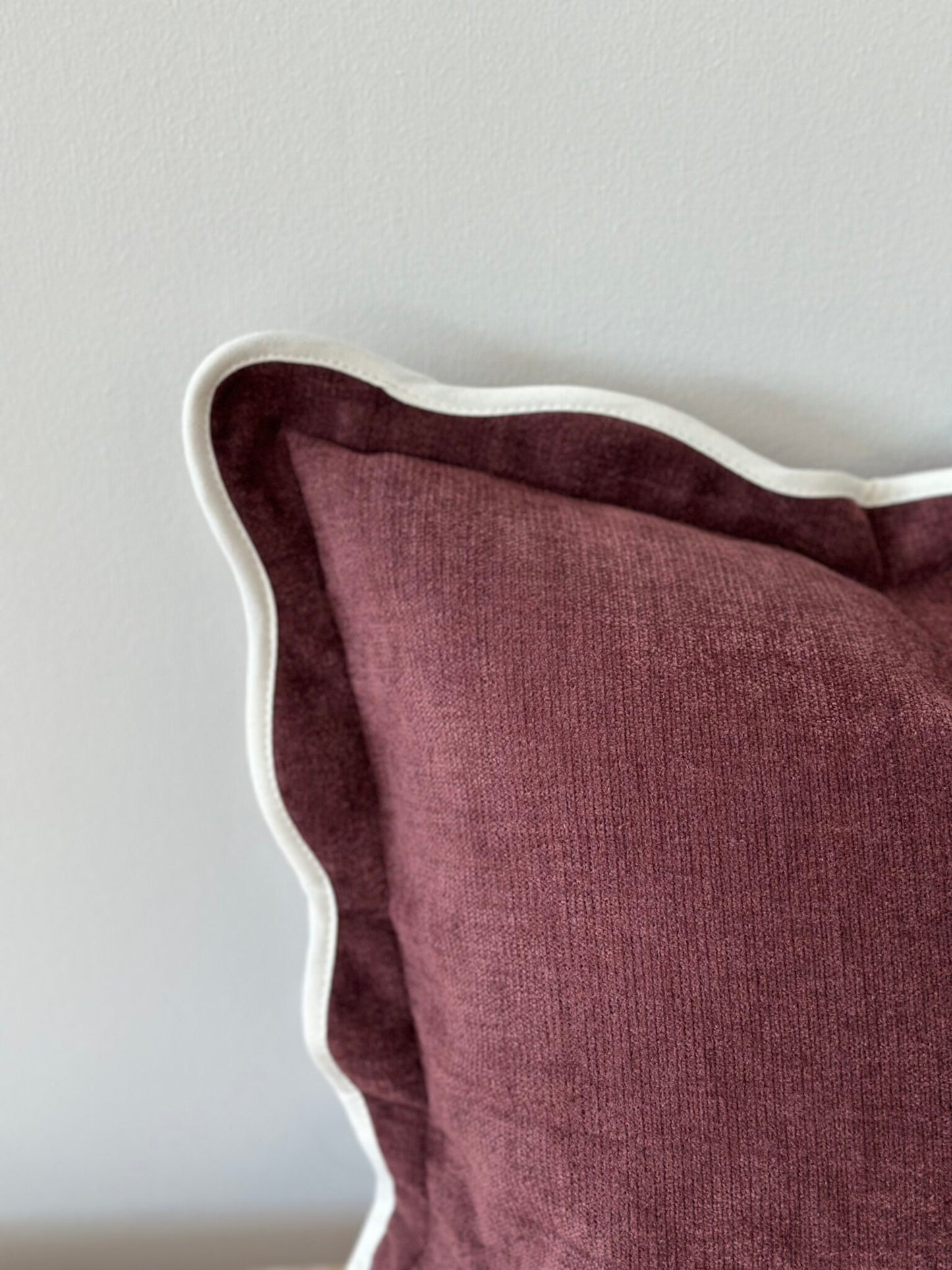Plum Scallop Edged Cushion Cover