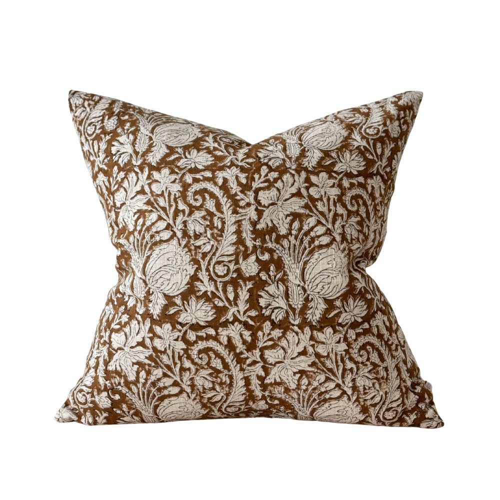 Vintage Floral Rust Cushion Cover