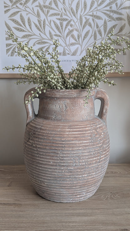 Rustic Brown Ribbed Pot