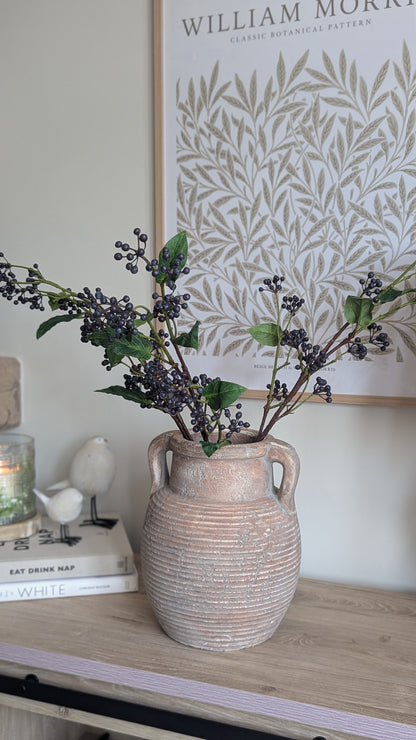 Rustic Brown Ribbed Pot