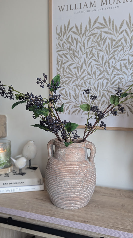 Rustic Brown Ribbed Pot