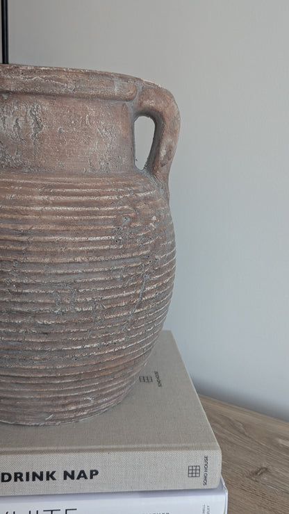 Rustic Brown Ribbed Pot