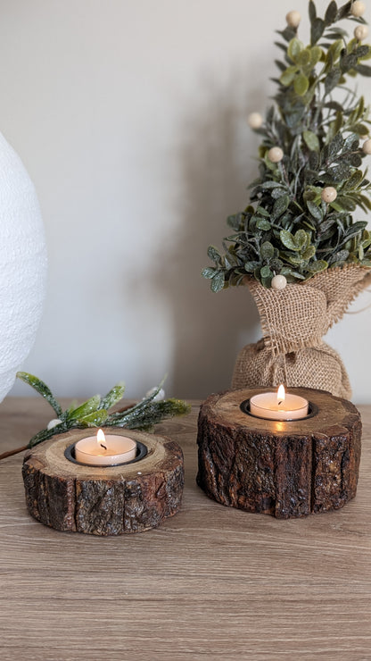 Mangowood Bark Effect Tealight Holders