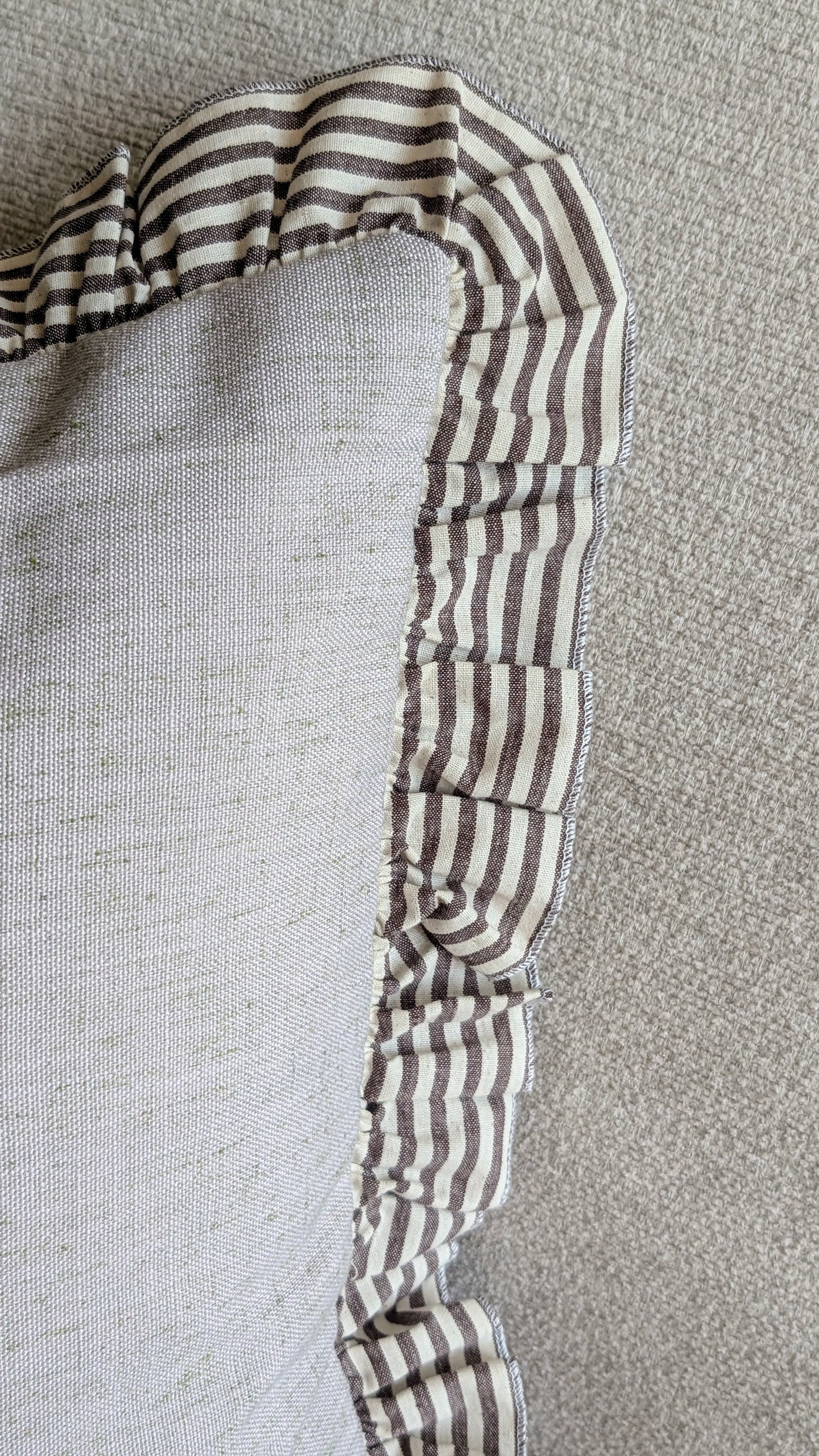Brown Stripe Ruffle Edge Cushion Cover
