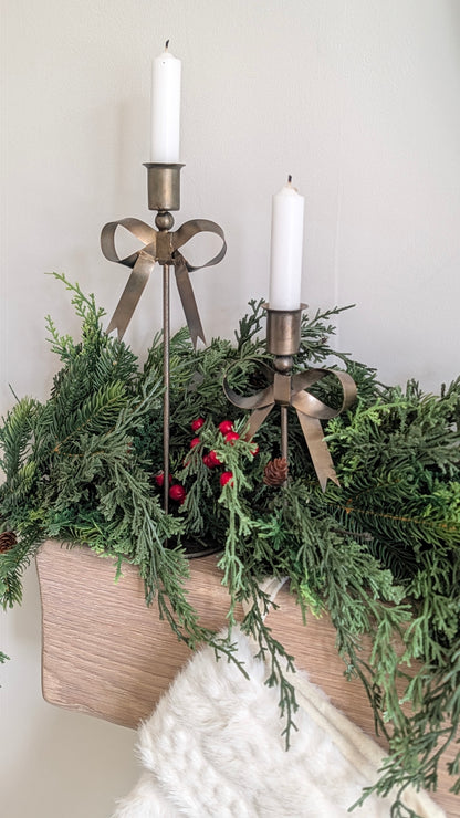 Large Brass Bow Candlesticks