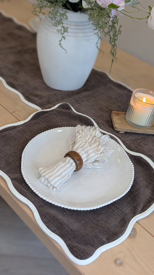 Dark Brown Scalloped Tableware