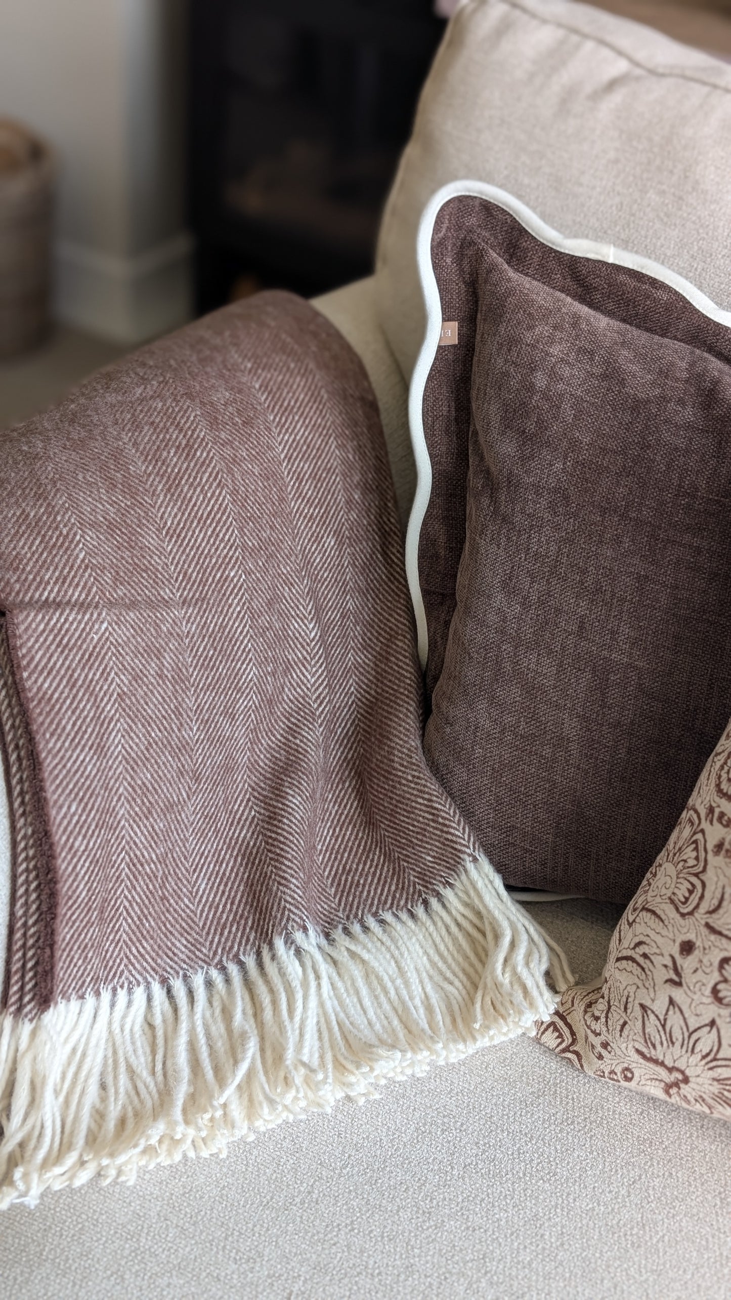 Dark Brown Herringbone Throw