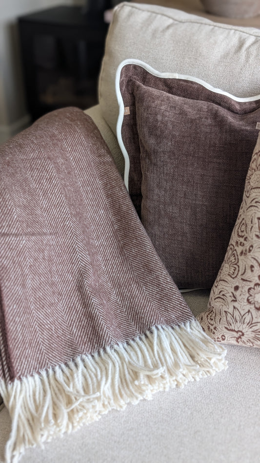Dark Brown Herringbone Throw