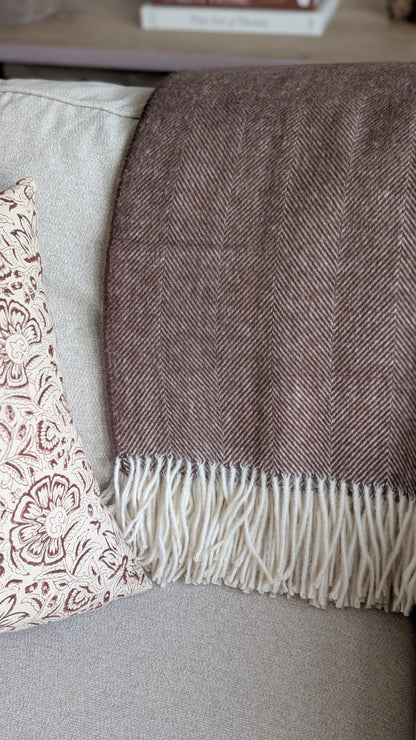 Dark Brown Herringbone Throw