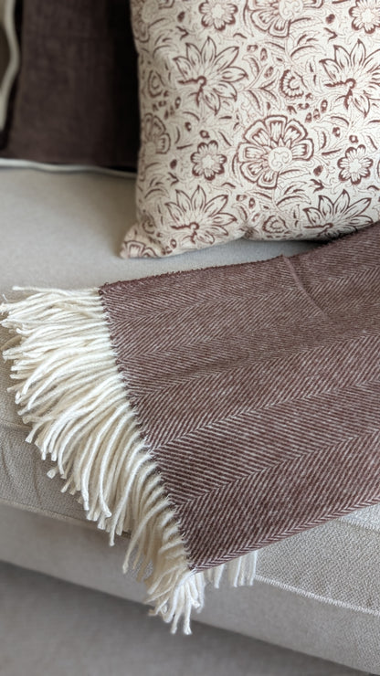 Dark Brown Herringbone Throw