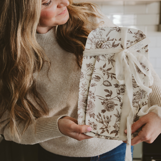 Brown Floral Stacking Melamine Tray - Set of 2
