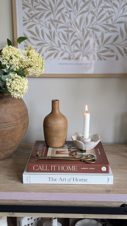 Cream Floral Candle Holder