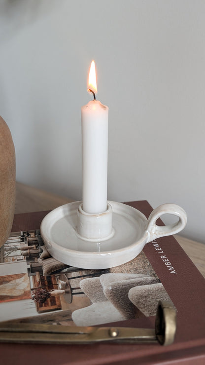 Cream Chamberstick Candle Holder