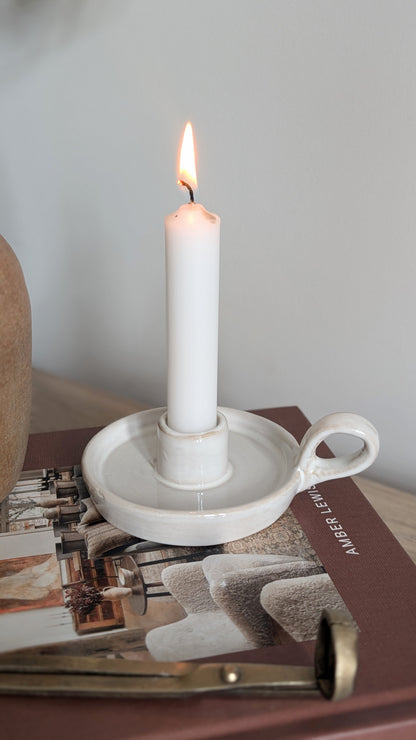 Cream Chamberstick Candle Holder
