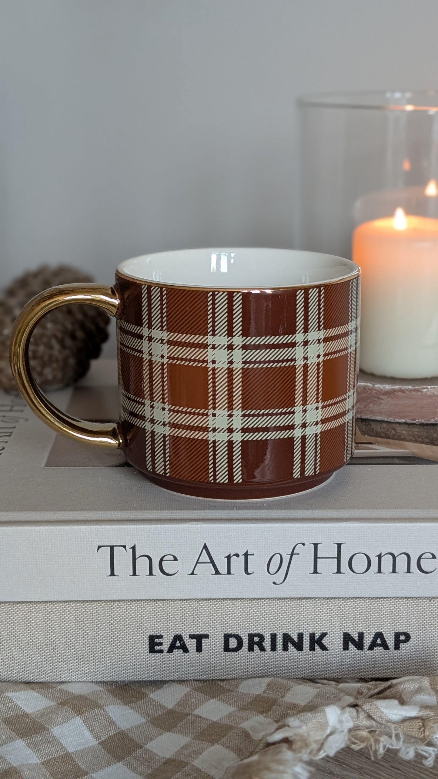 Brown Checked Coffee Mug