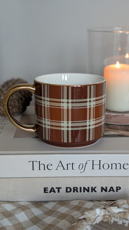 Brown Checked Coffee Mug