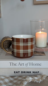 Brown Checked Coffee Mug