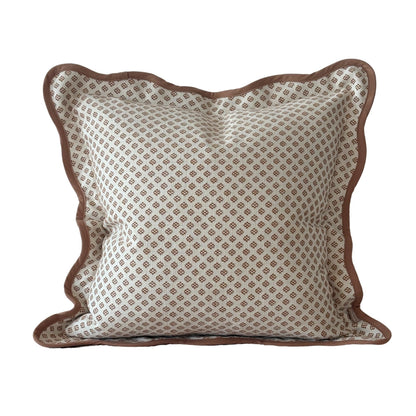 Light Brown Print Scalloped Edge Cushion Cover