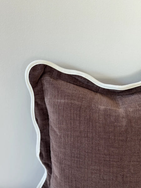 Brown Scallop Edged Cushion Cover