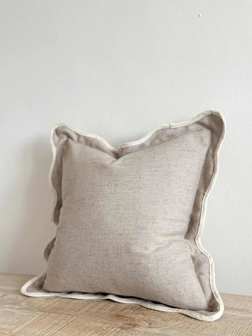Greige Scallop Edged Cushion Cover