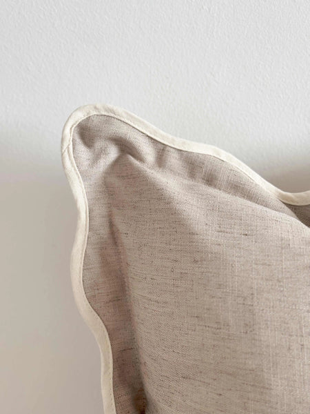 Greige Scallop Edged Cushion Cover