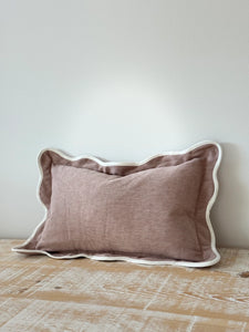 Dusty Pink Scallop Edged Rectangular Cushion Cover