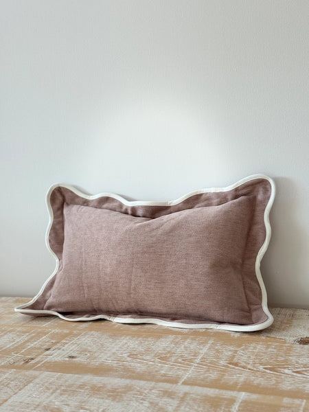 Dusty Pink Scallop Edged Rectangular Cushion Cover