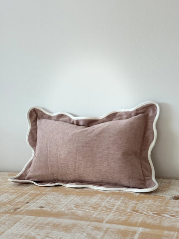 Dusty Pink Scallop Edged Rectangular Cushion Cover