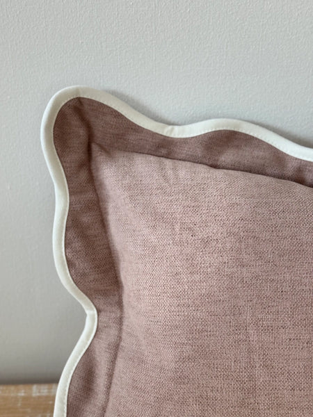 Dusty Pink Scallop Edged Rectangular Cushion Cover