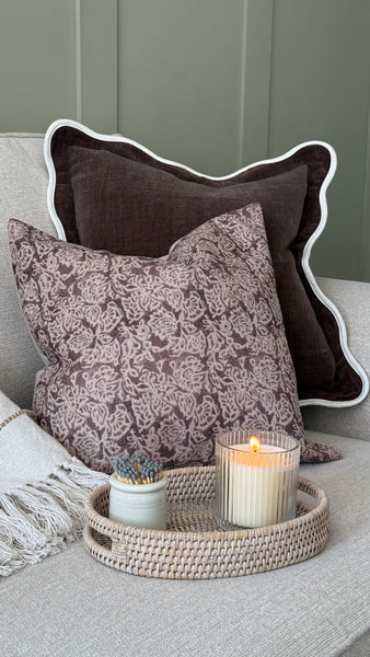 Brown Scallop Edged Cushion Cover
