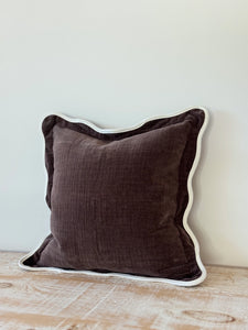 Brown Scallop Edged Cushion Cover