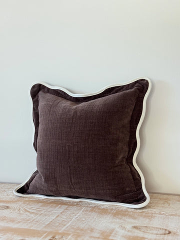 Brown Scallop Edged Cushion Cover