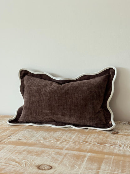 Brown Scallop Edged Cushion Cover