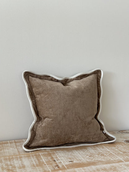 Coffee Scallop Edged Cushion Cover