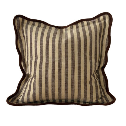 Brown and Cream Striped Cushion Cover
