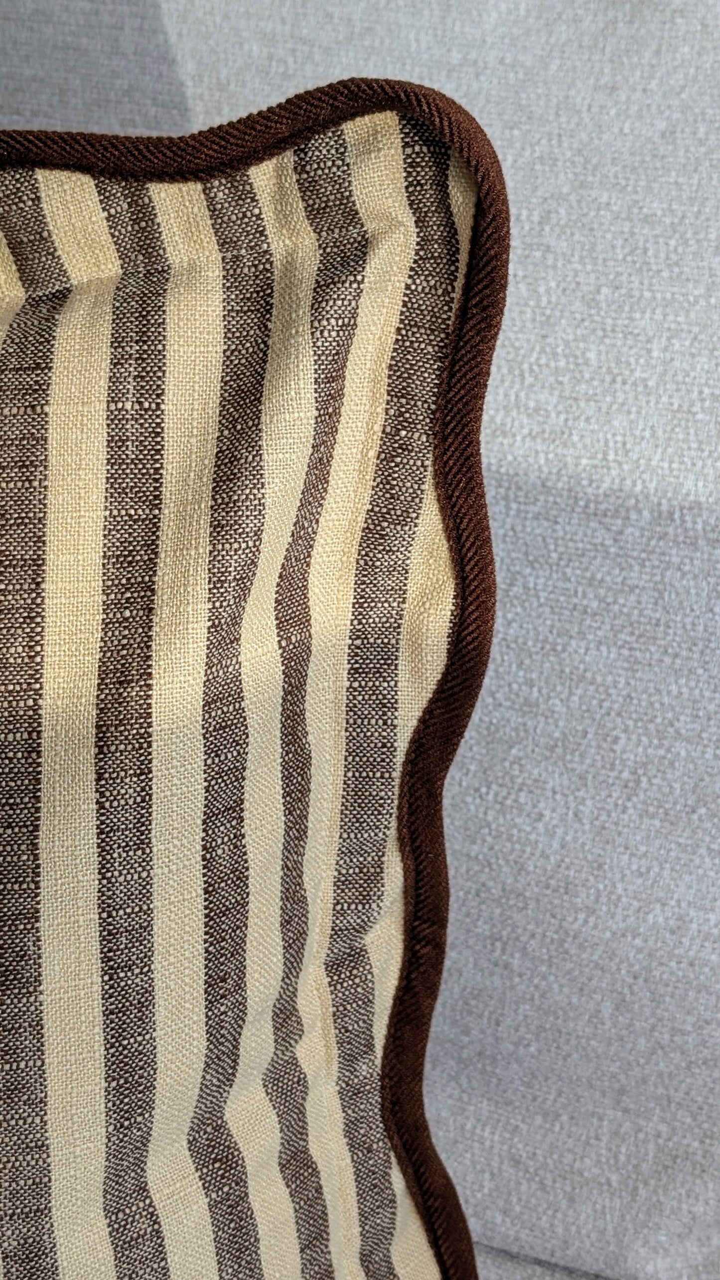 Brown and Cream Striped Cushion Cover