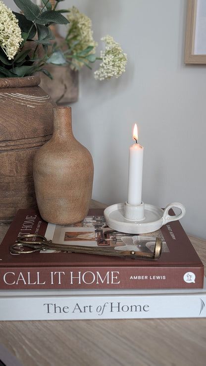 Cream Chamberstick Candle Holder