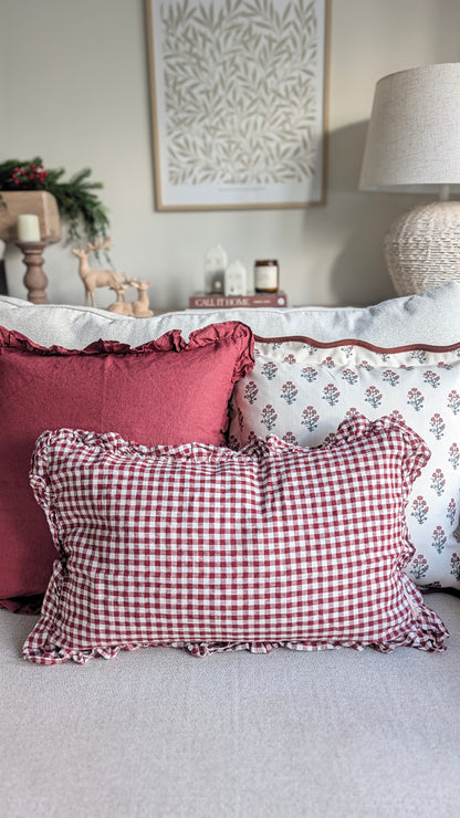Claret Gingham Cushion Cover