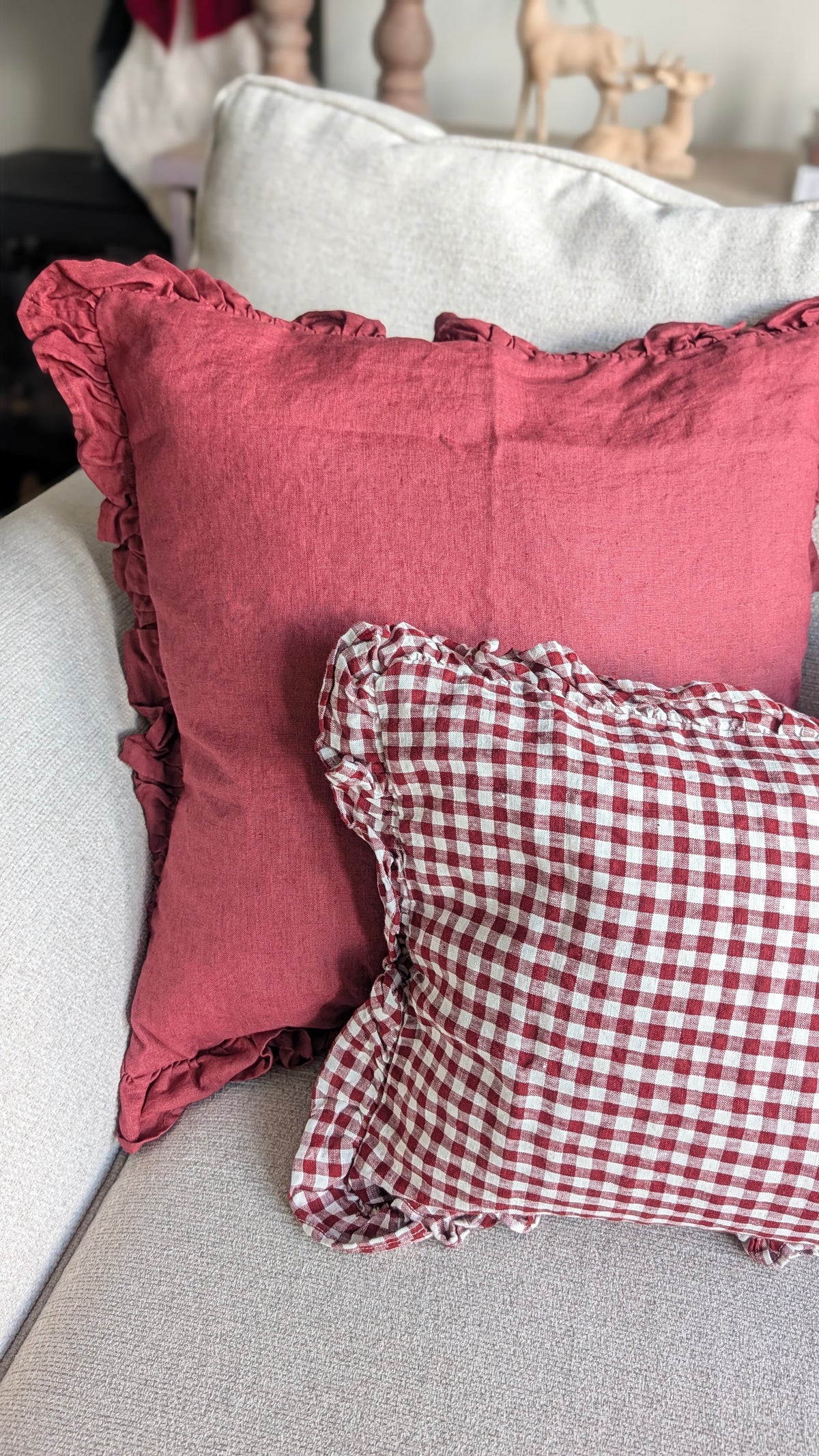 Claret Ruffle Cushion Cover