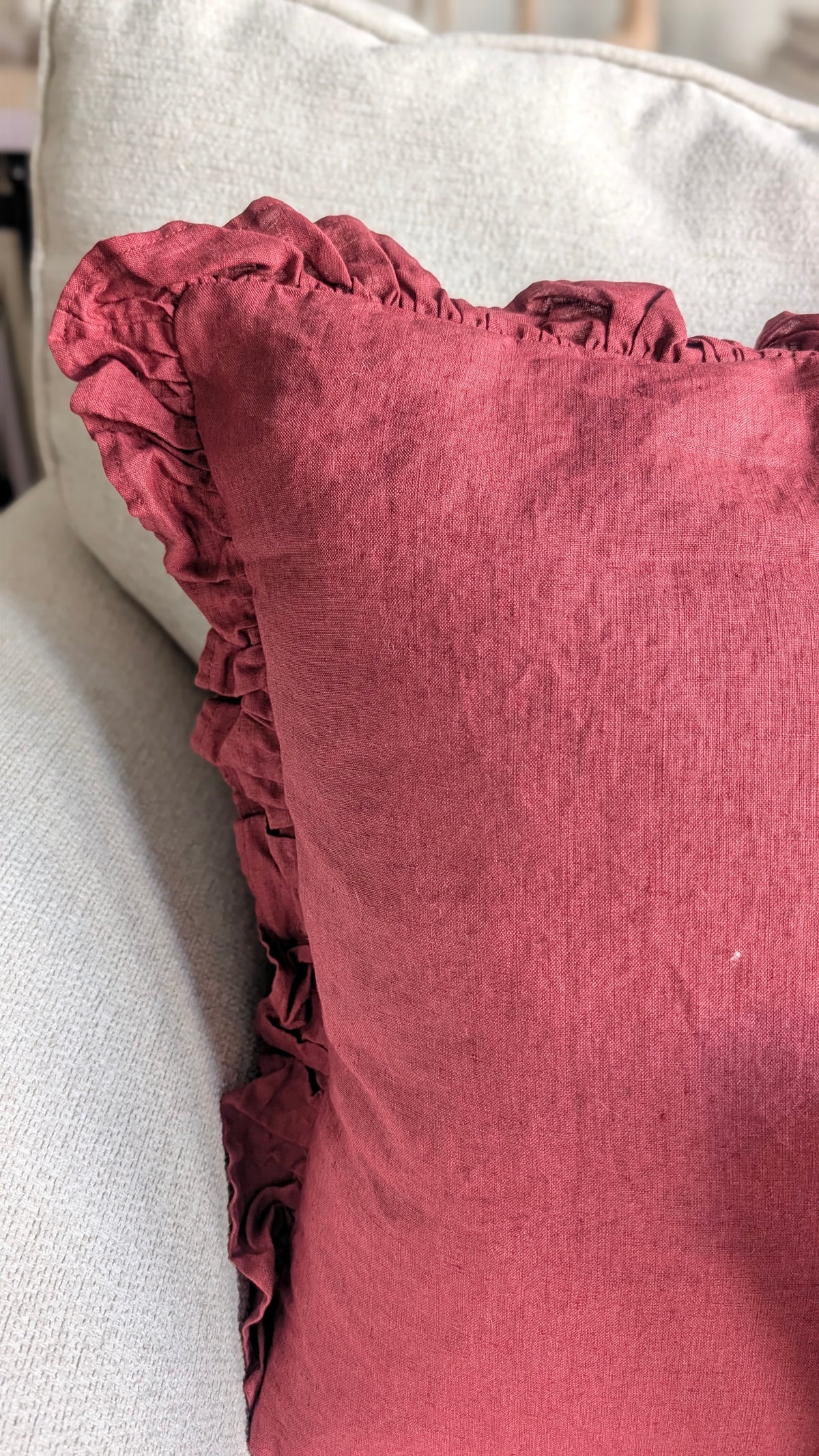 Claret Ruffle Cushion Cover