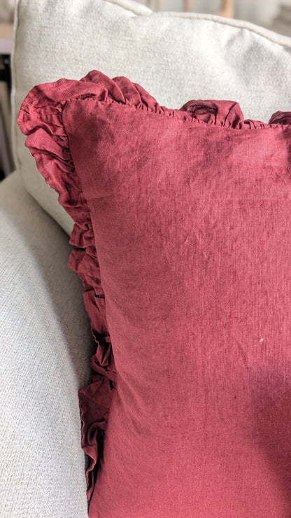 Claret Ruffle Cushion Cover