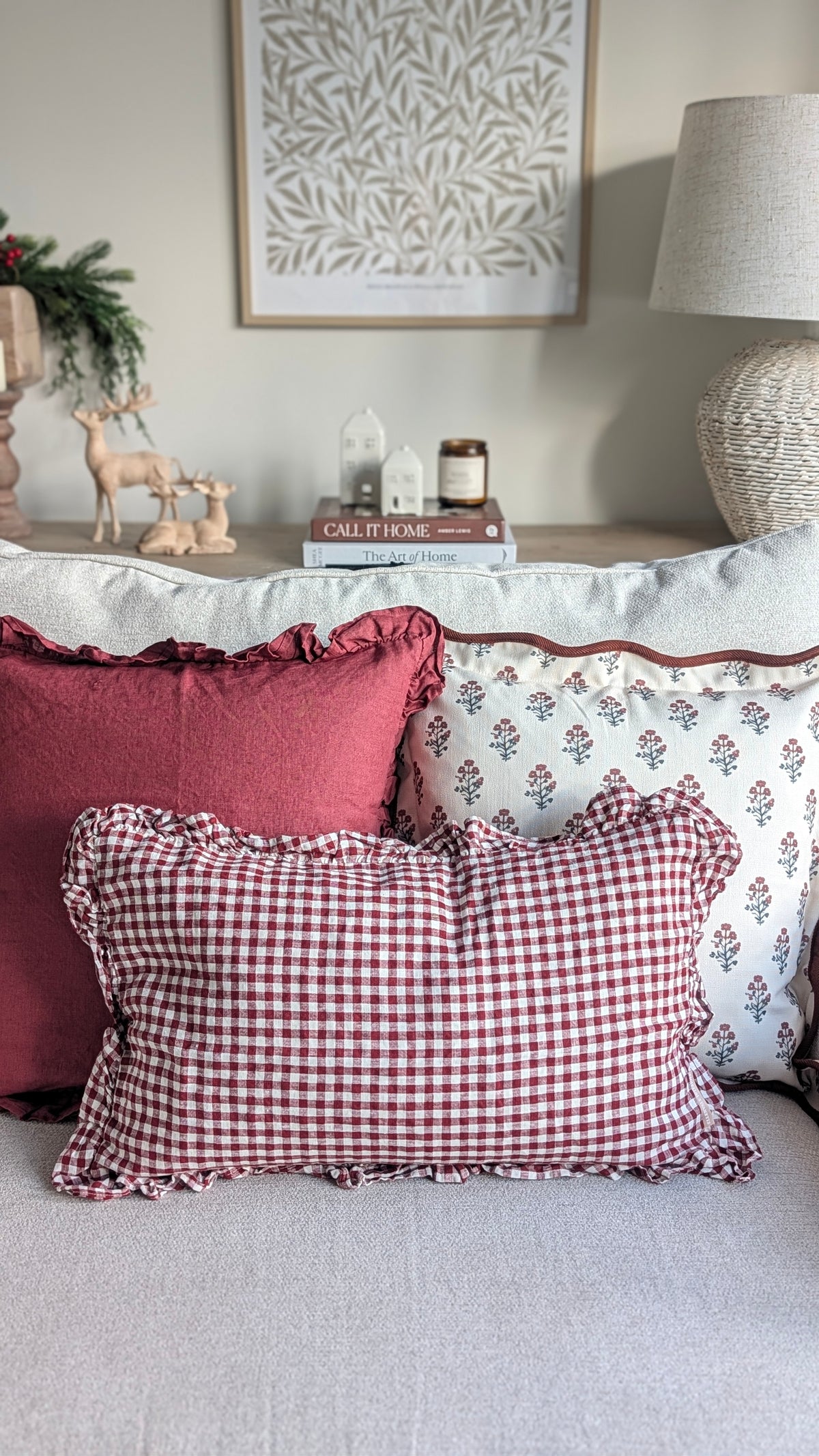Claret Gingham Cushion Cover