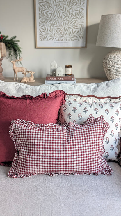 Claret Gingham Cushion Cover