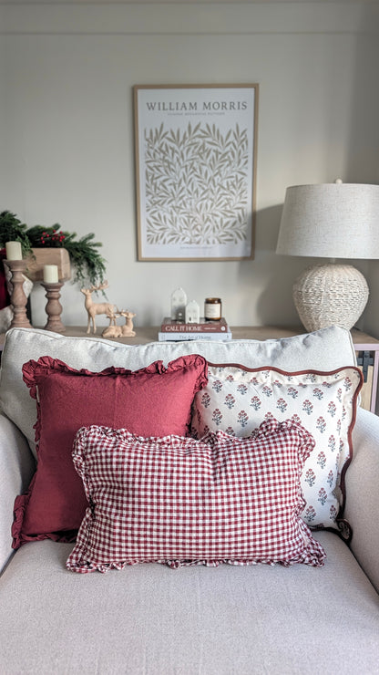 Claret Gingham Cushion Cover