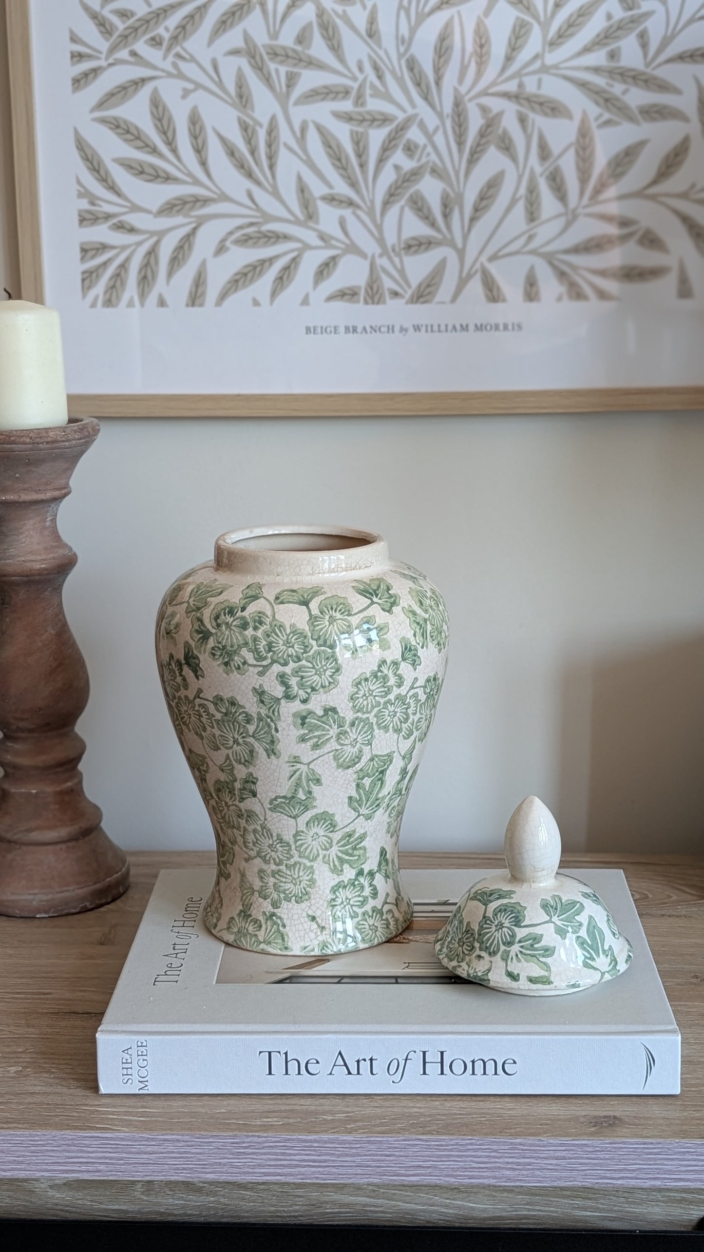 Green Floral Ginger Jar