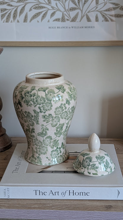 Green Floral Ginger Jar