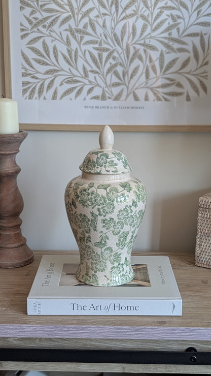 Green Floral Ginger Jar