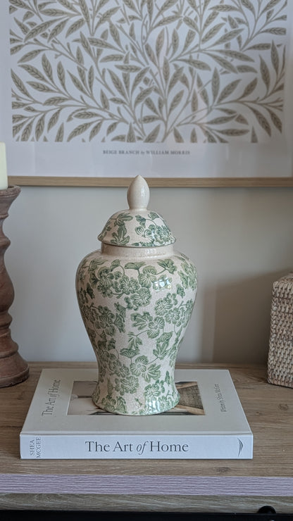 Green Floral Ginger Jar