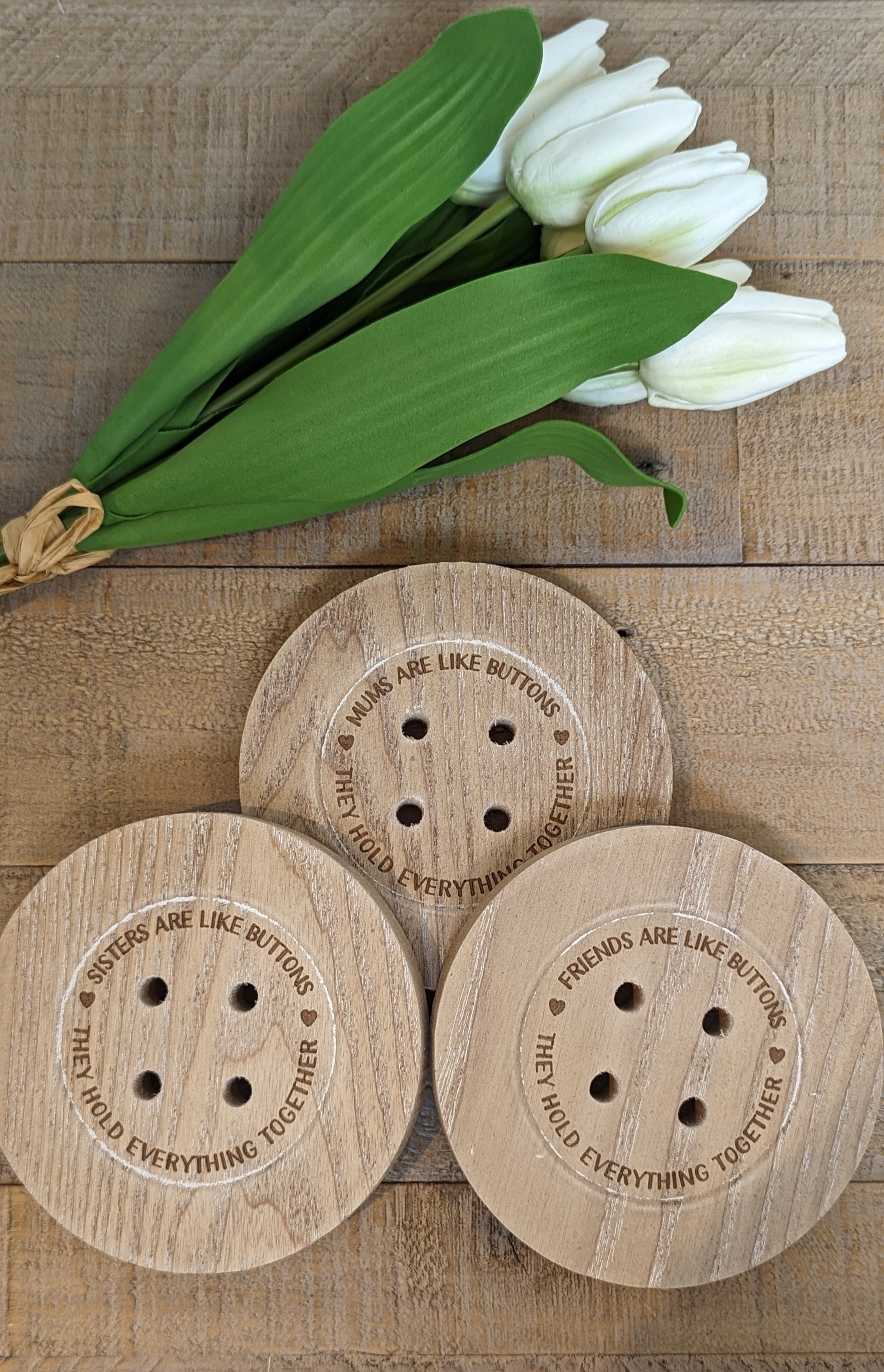 Wooden Button Coaster – Homestyle89